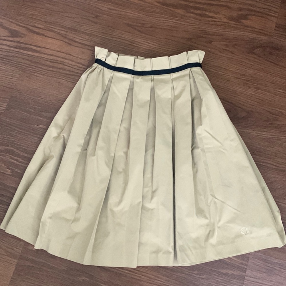 Fred Perry Tan Pleated Skirt with Black Trim